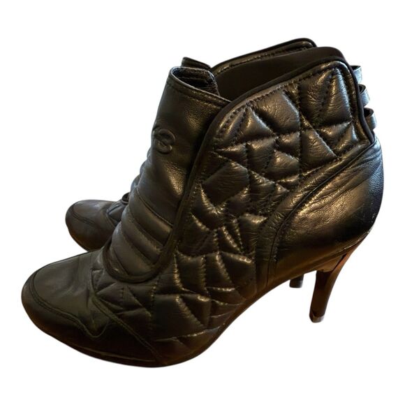 Y3 Adidas Yohji Yamamoto Womens Bootie Heels Sz UK 6.5 US 8.5 Black Quilted Boot - Picture 8 of 16
